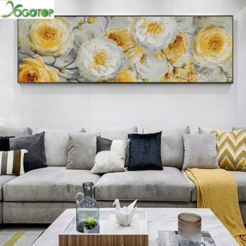 Large Abstract Flowers 5D DIY Diamond Painting yellow Diamond embroidery Mosaic Cross stitch Square round Rhinestone YY3417