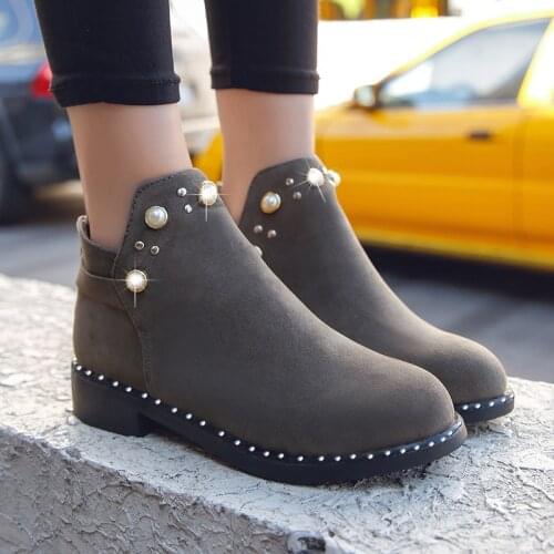 Fashion Boots Snow Winter Ankle Boots Women non-slip Zipper shoes Bottes Female Rhinestone Shoes Warm Plush Insole Botas Mujer