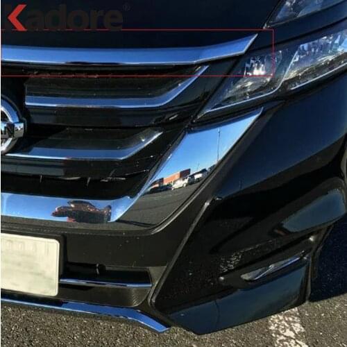 For Nissan Serena C27 2016 2017 2018 2019 Chrome Front Engine Grill Hood Cover Trim Exterior Decoration Accessories Styling