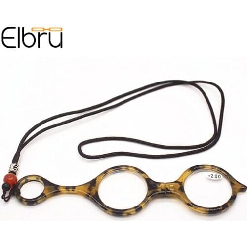 Elbru 2021 New Pendant Necklace Foldable Reading Glasses Women Men Round Neck Hanging Presbyopic Eyeglasses Diopters +1.0 +3.5