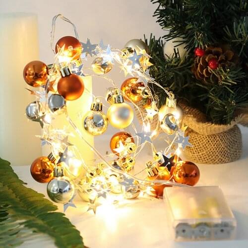 20 LED Cute Xmas Ball Jingle Bell Ornament String Fairy Lights Battery Operated Home Garden Christmas Holidays Party Decorations