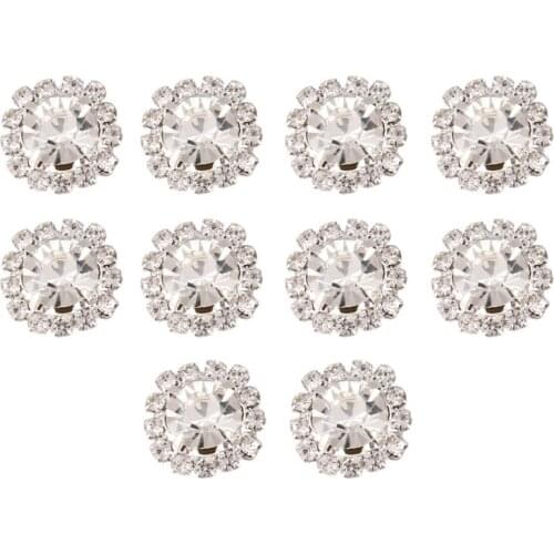 Quality Crystal Rhinestone Button Flat back Decoration DIY 15mm 10 Pcs Clear