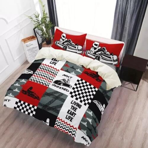 Kart Rider Pattern Bedding Set King Queen Duvet Cover 2pcs Pillowcase Karting Bed Linen For Adult Kids Teens Bedclothes Gifts