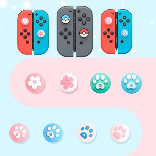 Cat Paw Claw Sakura Thumb Stick Grip Cap Joystick Cover For Nintendo Switch Lite Joy-Con Controller WiiU Gamepad Thumbstick Case