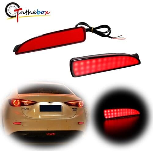Red LED Rear Bumper Reflector / Side Marker Lights For Mazda 3 Sedan Function as Tail Brake & Rear Fog Light, Turn Signal Lamp