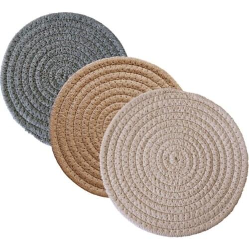 Round Plain Cotton Rope Nonslip Coaster Heat Placemat Resistant Cork Office Family Wed Party Wine Coffee Drink Tea Cup Household