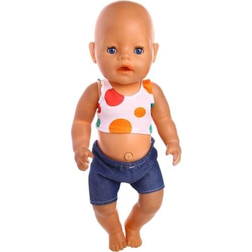 Hot-selling Summer Vest New Born Baby Doll Clothes for 18"43cm American Girl Reborn BJD Dolls Accessories Suit Outfit