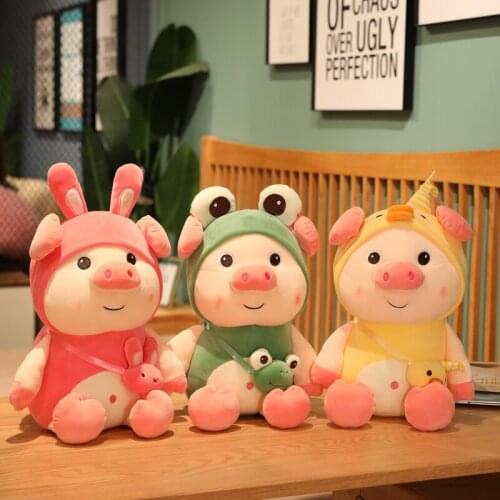 25-50cm Kawaii Sitting Pig Plush Toys Soft Stuffed Angel Piggy Plush Doll Kawaii Pillow For Children Girl Lover High Quality Bir