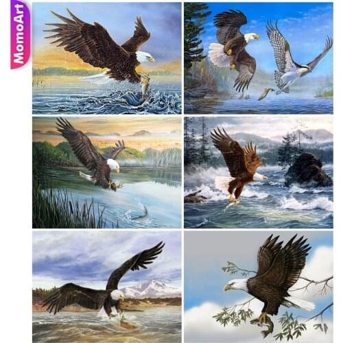MomoArt DIY Eagle Diamond Mosaic Animal Full Square Diamond Painting Fish Cross Stitch Seaside Embroidery Rhinestone Home Decor