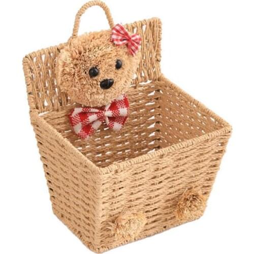 Cartoon Bear Wicker Woven Baskets Multifunctional Wicker Storage Container