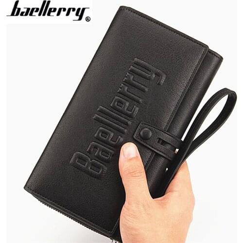 Baellerry New Arrival High Capacity Leather Men Wallets With Rotatable Card Holder Famous Brand Design Leather Men Clutch bag