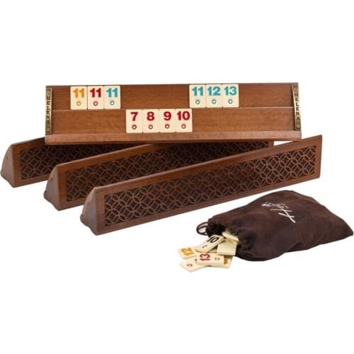 Vip Rummy Okey Team Game Set Wood 42x7x7 Cm Big Size Vintage Rustic Professional Design Mosaic Motifs Handmade Arts