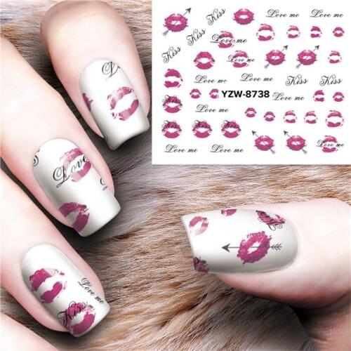 Lips Mouth Kiss Nail stickers art decorations slider adhesive Water Transfer decals manicure lacquer accessoires polish foil