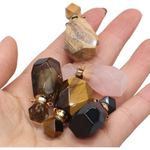 Natural Stone Perfume Bottle Pendant Section Semi-precious For Jewelry Making DIY Women Necklace Accessory
