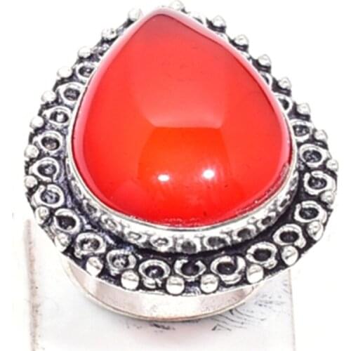 Genuine Carnelian Ring Silver , Hand Made Women Jewelry gift. Size : All Size , GRP-R