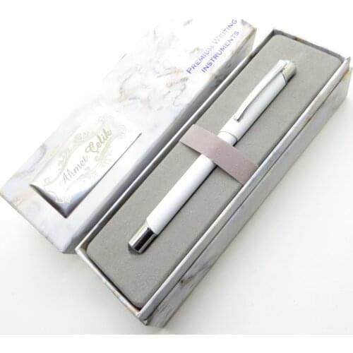 Wings Marble R224 White Chrome Roller Pen | İsme Special Pen | Gift Pen