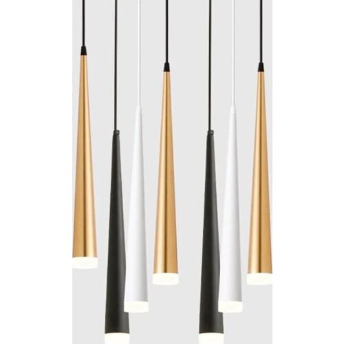 Dimmable 46CM Cone Pipe Pendant Lamp Kitchen Island Dining Room Shop Bar Counter Long Tube Hanging Light Bedside Pendant Light