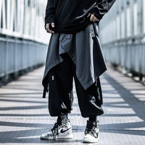 Irregular Hip Hop Men Women Harem Skirts Shorts Harajuku Skateboard Streetwear Black Pleated Apron Gothic Joggers Trousers Pants
