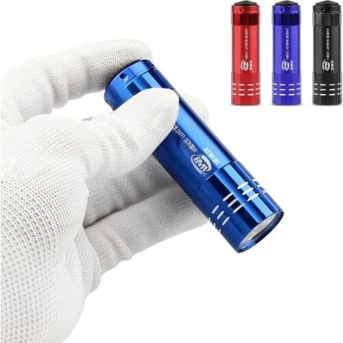 Mini 9 LED UV Flashlight Curing Light Ultraviolet Invisible Ink Marker Detection Torch Aluminum Alloy 3AAA Ultrabright Lamp