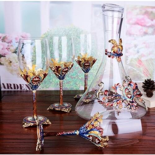 High-Grade Enamel Red Wine Glass Cup Decanter Set Goblet Cups Crystal Champagne Glasses Hotel Party Drinkware Wedding Gift