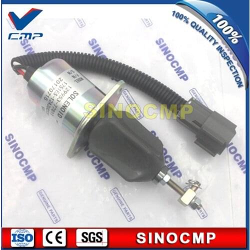 12V fuel stop solenoid valve 1751ES-12A3UC12B1S 129953-77811 for Hyundai R60-5 excavator