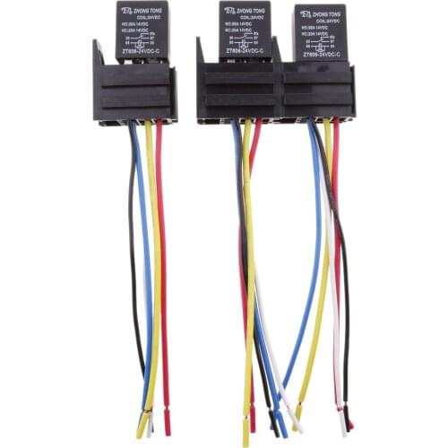 3pcs 24V 30A 5 Pin SPST Relay On/Off Switch Control for Car Truck