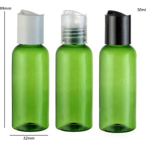 30 x 50ml New Fashion Green Pet Bottle With Disk Cap 50cc Cosmetic Cream Packaging