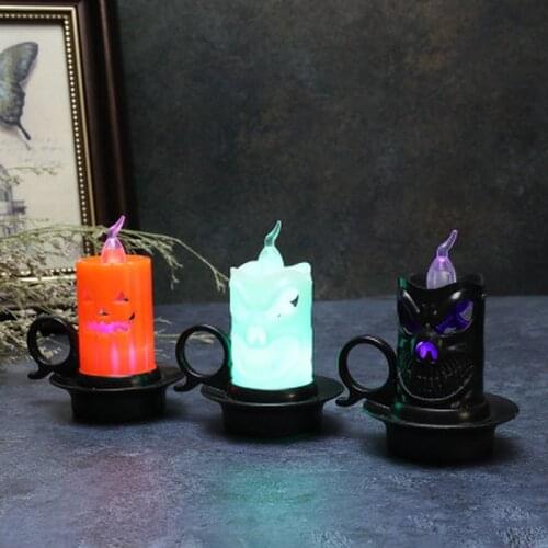 3D Pumpkin Skeleton Shape Lamp Halloween Candle Lights Ghost Flameless Halloween Decor Home Wedding Birthday Party Decoration