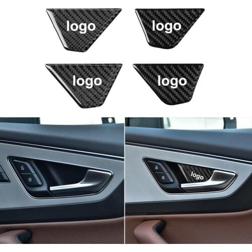 4Pcs Door Bowl Sticker Anti-scratch Trim Black Inner Door Bowl Decal for Audi New Q7 SQ7 4M 2016 2017 2018 2019