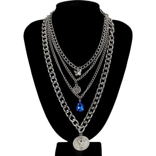 4Pcs Personality Exaggerated Clavicle Butterfly Retro Simple Female Necklaces