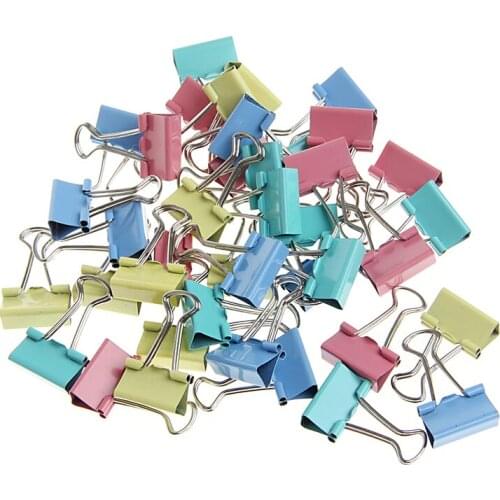 40Pcs Colorful Metal Binder Clips File Paper Clip Office Supplies 19mm Width M17F