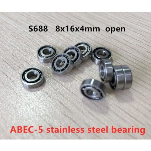 50pcs/lot ABEC-5 S688 8*16*4 open stainless steel deep groove ball bearing 8x16x4mm Open