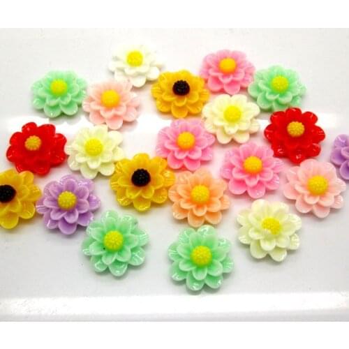 50Pcs Mixed Resin Flower Beads Decoration Crafts Flatback Cabochon Scrapbooking Fit Phone Embellishments Diy Accessories