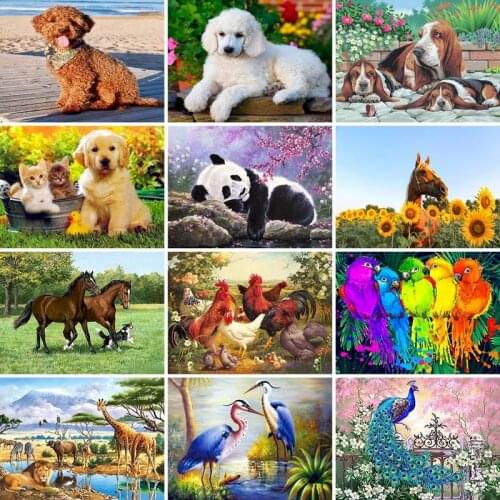 GATYZTORY Full Square Diamond Painting Kit Dog Cats Embroidery Diamond Mosaic Sale Animal Rhinestone Picture