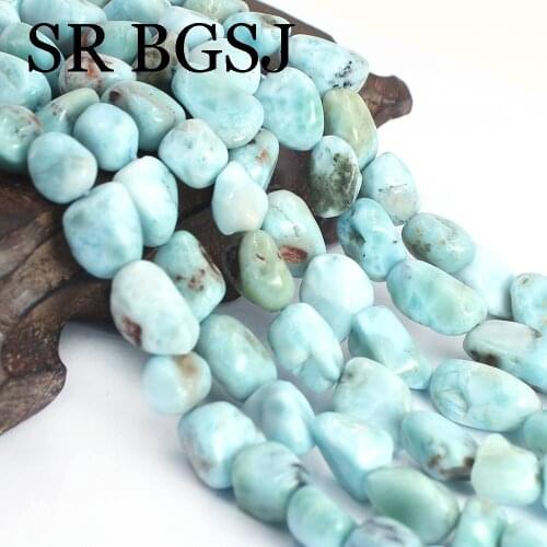 Free Shipping 8-9mm Irregular Nugget Pure Larimar Genuine Gems Natural Stone Loose DIY Spacer Beads 15inch