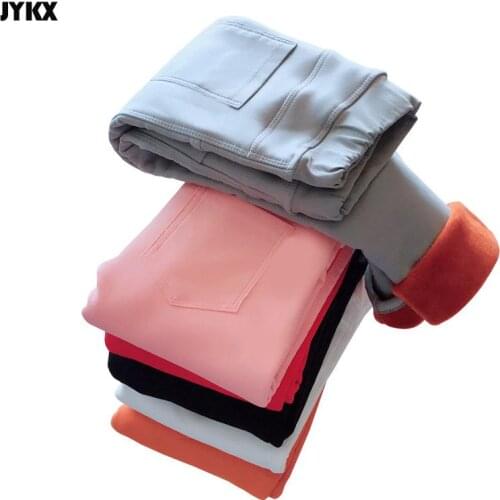 Girls Winter Trousers 2020 Winter Children Plus Velvet Trousers Thick WarmTrousers Solid color Plus Velvet Pencil Pants