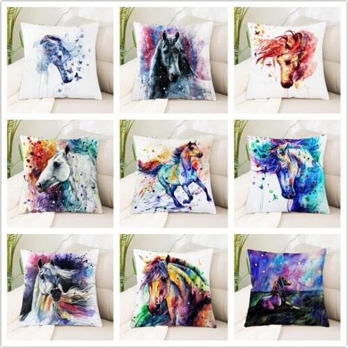 Horse Throw Pillow Case Cushion Covers for Home Sofa Chair Decorative Pillowcases