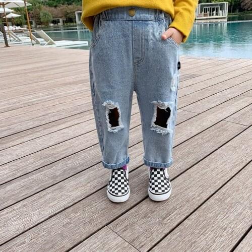 Cheap Hole Spring Autumn Jeans Pants Boys Kids Trousers Children Clothing Teenagers Formal Outdoor High Quality