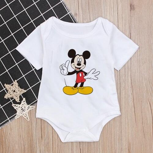 Baby Clothes Summer Short Sleeve New Born Jumpsuit O-neck Mickey Mouse Printed Baby Boys Girls Rompers Toddler Clothes