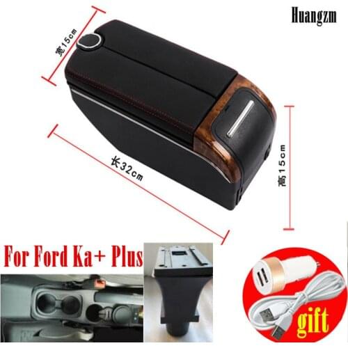For Ford Ka+ Plus armrest box Double doors open 7USB Centre Console Storage Box Arm Rest