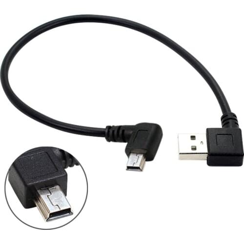 Mini USB Data Cable 10INCH 90 Degree Right Angle Nickel Plated Short USB 2.0 -A-Male-4Pin to Right Angle Mini-B-5Pin