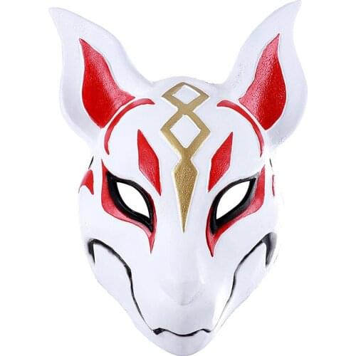 Carnival Masquerade Anime Cosplay Animal Pu Leather White Japanese Kitsune Fox Mask halloween anime cosplay