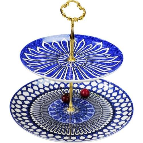 Ceramic Fruit Plate 2-layer Dessert Plate Cake Tray Dried Fruit Plate Candy Dish Modern Fashion Creative