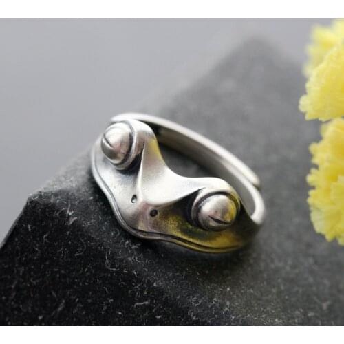 New Vintage Ancient silver Color Frog Ring Creative Retro Adjustable Opening Rings for Women Fashion Jewelry Gift Drop Shipping