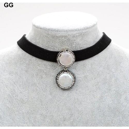 GuaiGuai Jewelry 14" White Coin Pearl Choker Necklace