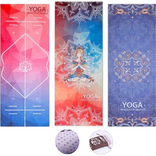 Printed Yoga Mat Towel Microfiber AbsorbSweat Towel Silica Gel Non-slip 183*65cm Blanket Pilates Mat Cover Environmental Fitness