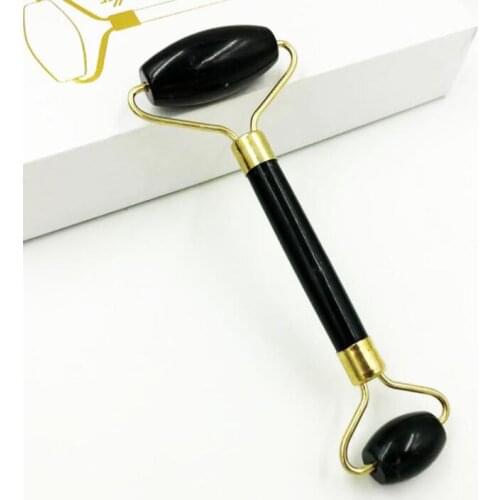 Hot 100pcs/lot Black Obsidian Facial Massage Jade Roller Double Heads Jade Stone Massager Eye Neck Thin Lift Slimming