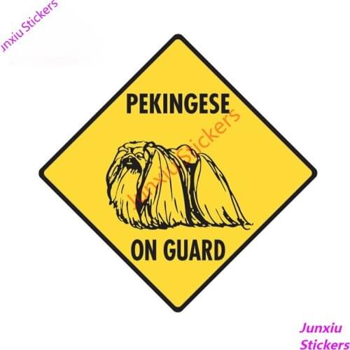 Cartoon Anime Graffiti Pekingese on Guard Car Sticker and Decal Waterproof Family Creative Scratch-proof Window Decal PVC13x13cm