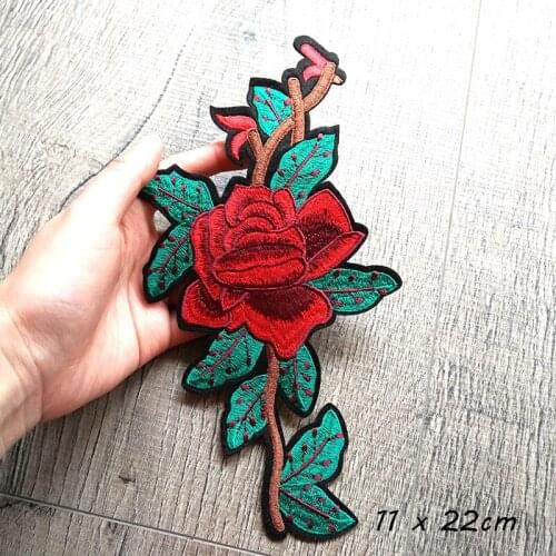 Rose flowers butterfly pink flamingo embroidered patches for clothing iron on patch for clothes badges clothes iron-on patches