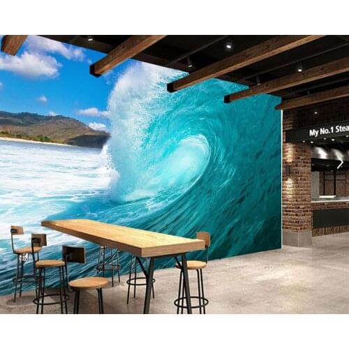 Papel de parede Waves Water Ocean Nature photo wallpaper,restaurant living room TV sofa wall bedroom hotel room custom murals